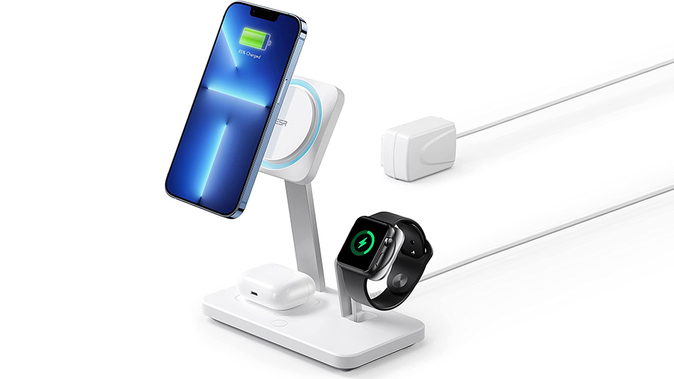 Belkin BoostCharge Pro Chargeur sans Fil 3 en 1 avec MagSafe pour iPhone  13, iPhone 12 + Apple Watch + AirPods (Charge magnétique iPhone 13 et  iPhone